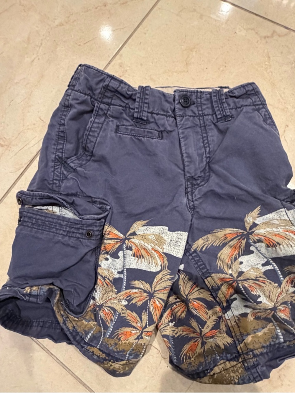 GAP Boys' Navy Elastic Waist Shorts with Beige Trim